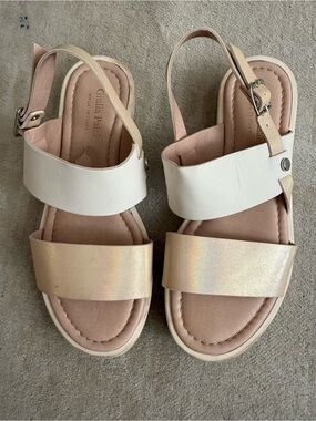 Giulia Palai Italy Cream Gold Leather Girls Sandals EU 34/US 3
